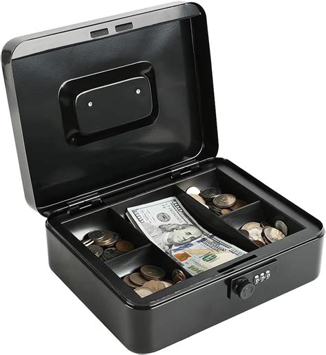 xydled Locking Steel Large Cash Box with Removable Coin Tray 